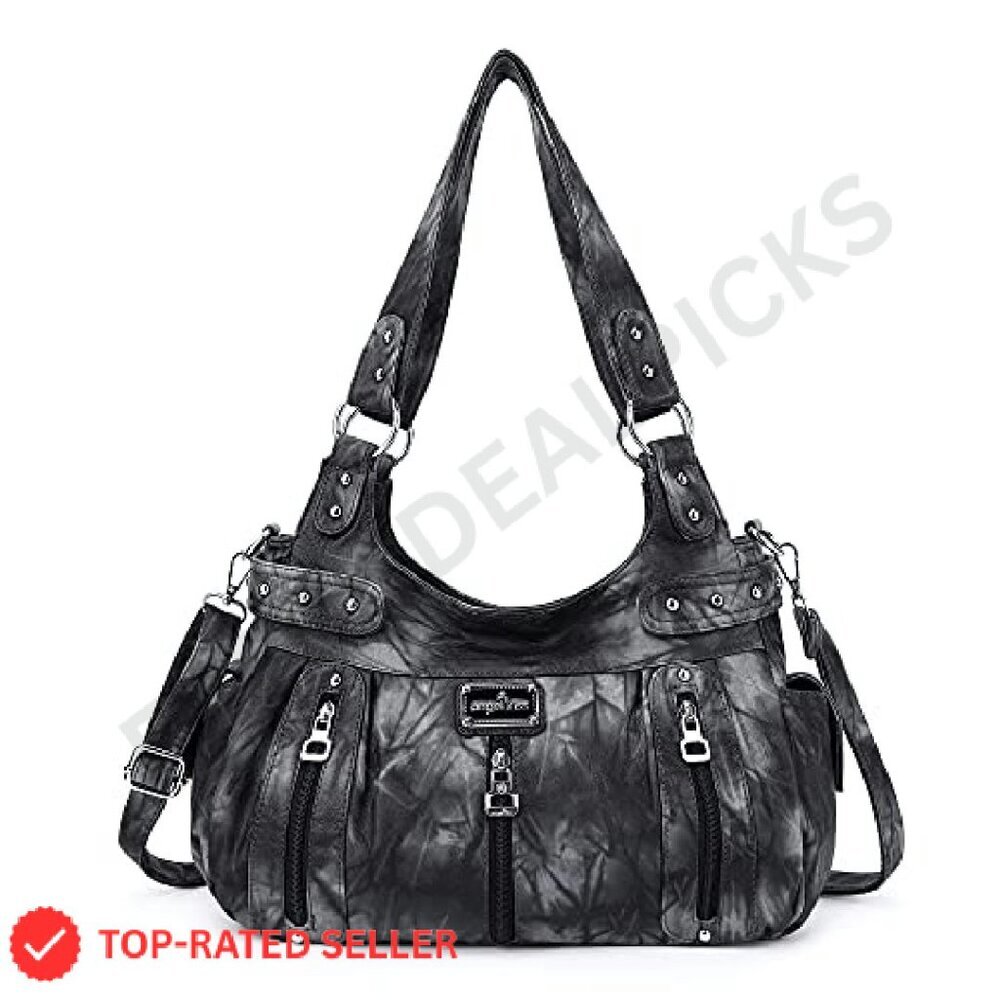 Faux Leather Crossbody Hobo Satchel Tote Purse Elegant Minimal Chic - Picture 2 of 8